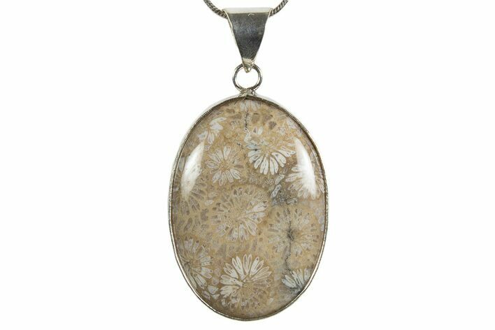 Polished Indonesian Fossil Coral Pendant (Necklace) #345295